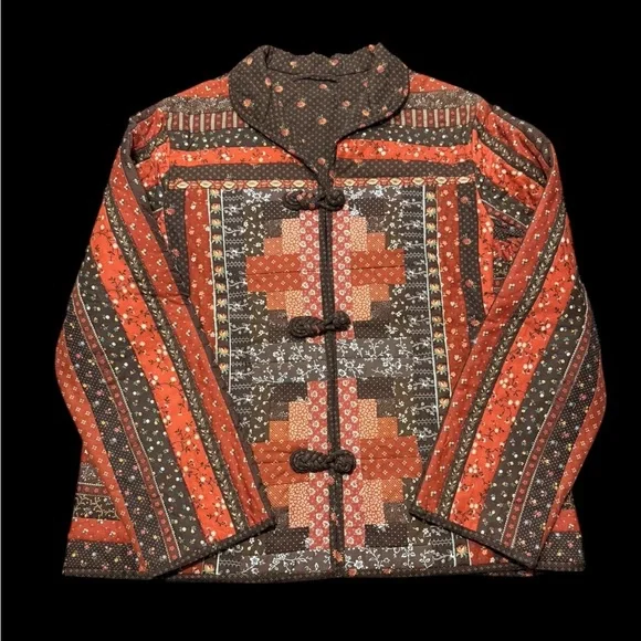 Handmade Quilted Folk Art Jacket | Patchwork Prairie Coat - Picture 3 of 16